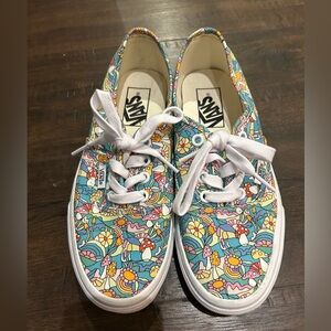 Vans Size 7 Mushroom Floral Lace Up Sneakers